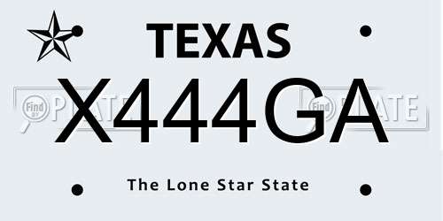 X444GA Texas License Plate