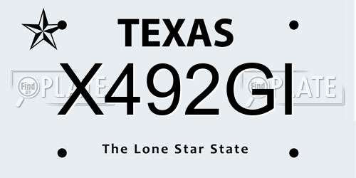 X492GI Texas License Plate