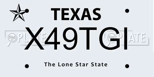 X49TGI Texas License Plate