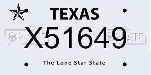 X51649 Texas License Plate