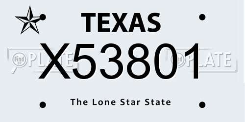 X53801 Texas License Plate