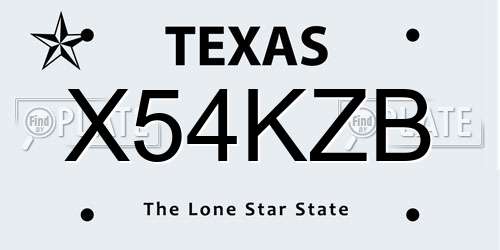 X54KZB Texas License Plate