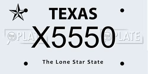 X5550 Texas License Plate