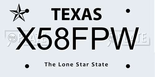 X58FPW Texas License Plate