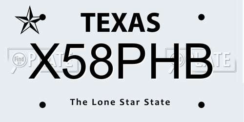 X58PHB Texas License Plate
