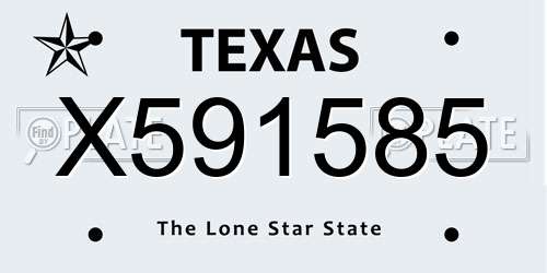 X591585 Texas License Plate