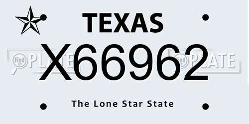 X66962 Texas License Plate