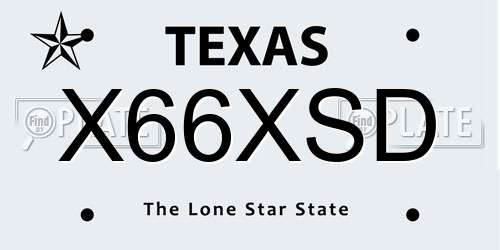 X66XSD Texas License Plate