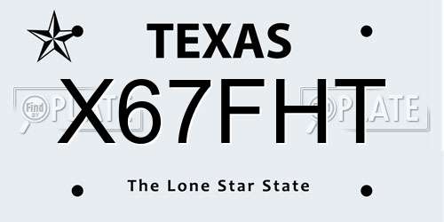 X67FHT Texas License Plate