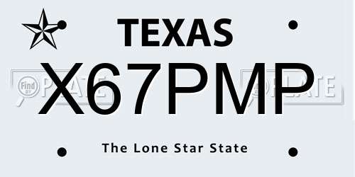 X67PMP Texas License Plate