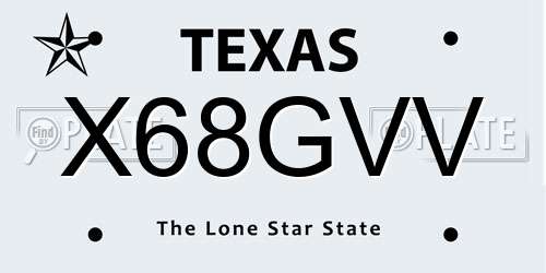 X68GVV Texas License Plate