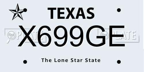 X699GE Texas License Plate
