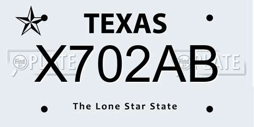 X702AB Texas License Plate