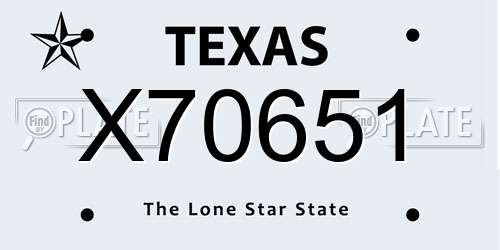 X70651 Texas License Plate