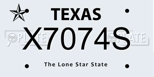 X7074S Texas License Plate