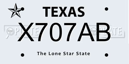 X707AB Texas License Plate