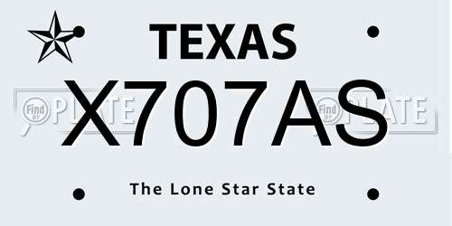 X707AS Texas License Plate