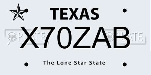 X70ZAB Texas License Plate