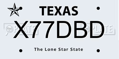 X77DBD Texas License Plate
