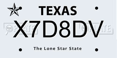 X7D8DV Texas License Plate