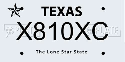 X810XC Texas License Plate