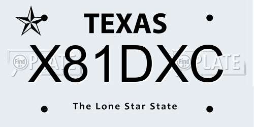 X81DXC Texas License Plate