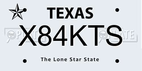 X84KTS Texas License Plate