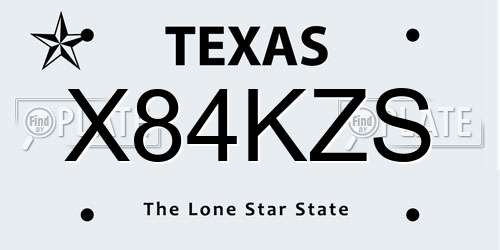 X84KZS Texas License Plate