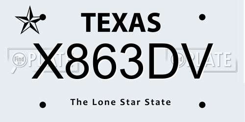 X863DV Texas License Plate