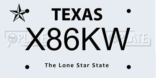 X86KW Texas License Plate