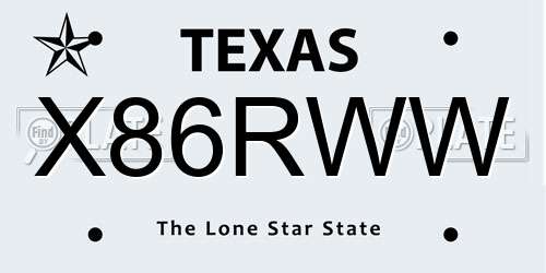X86RWW Texas License Plate