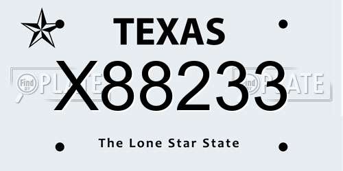 X88233 Texas License Plate