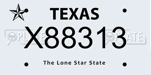 X88313 Texas License Plate