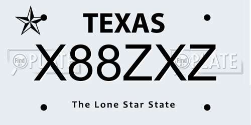 X88ZXZ Texas License Plate