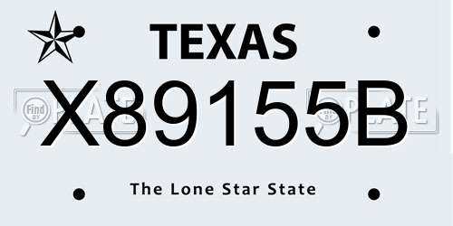 X89155B Texas License Plate