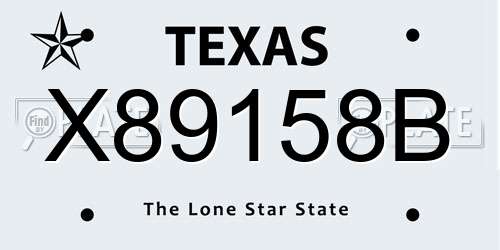 X89158B Texas License Plate