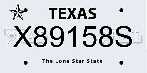 X89158S Texas License Plate