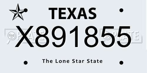 X891855 Texas License Plate