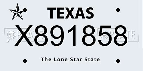 X891858 Texas License Plate