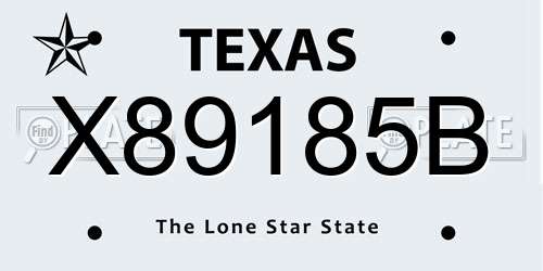 X89185B Texas License Plate