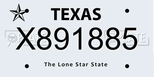 X891885 Texas License Plate