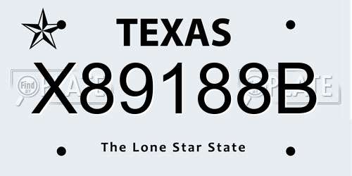 X89188B Texas License Plate