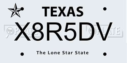 X8R5DV Texas License Plate