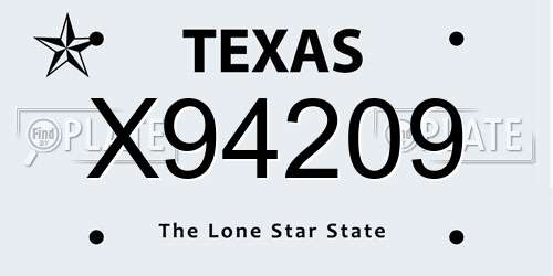 X94209 Texas License Plate
