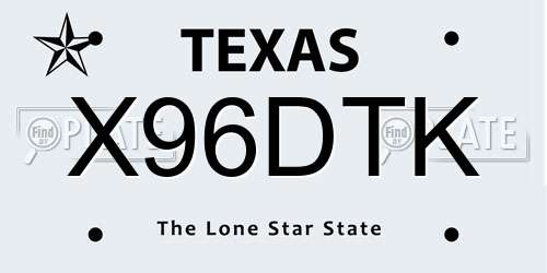 X96DTK Texas License Plate