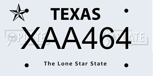 XAA464 Texas License Plate