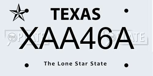 XAA46A Texas License Plate