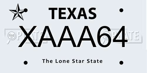 XAAA64 Texas License Plate