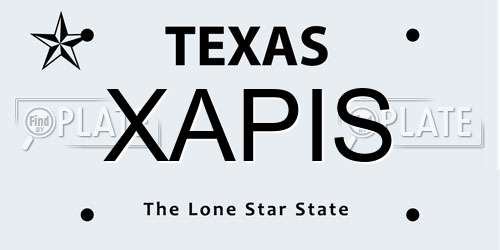 XAPIS Texas License Plate