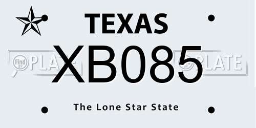 XB085 Texas License Plate